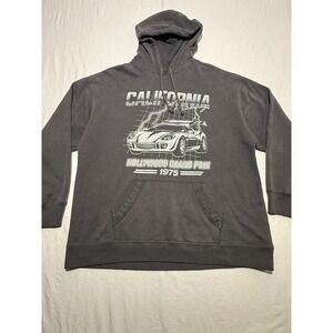 Hollister Men's L Gray Hoodie California Raceway 1975 Graphic Pullover